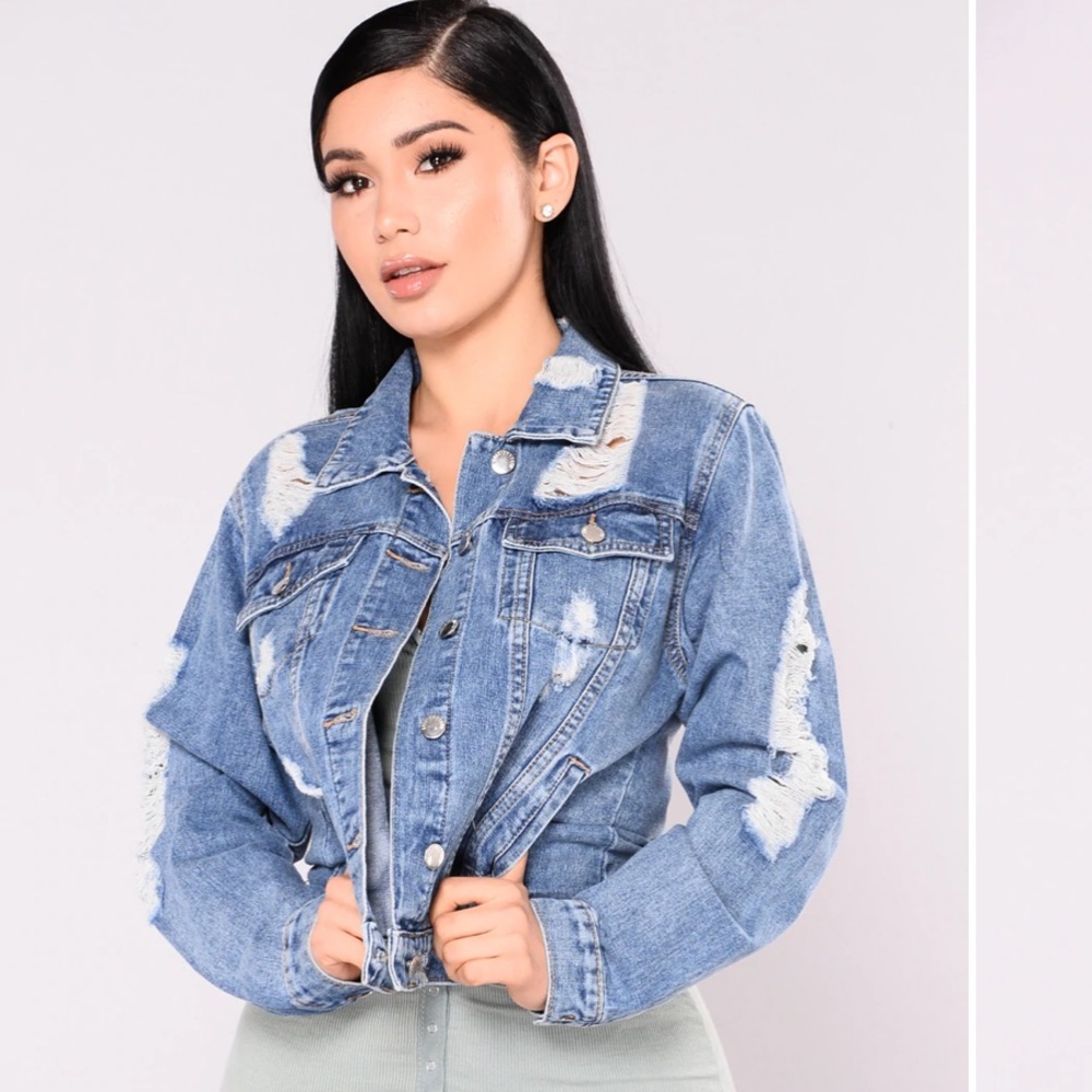 NWOT Heavily Distressed Denim Jacket